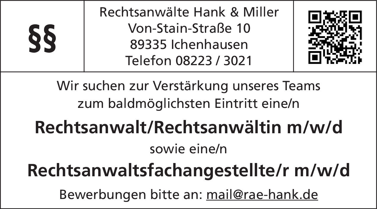 Rechtsanwalt/Rechtsanwältin m/w/d