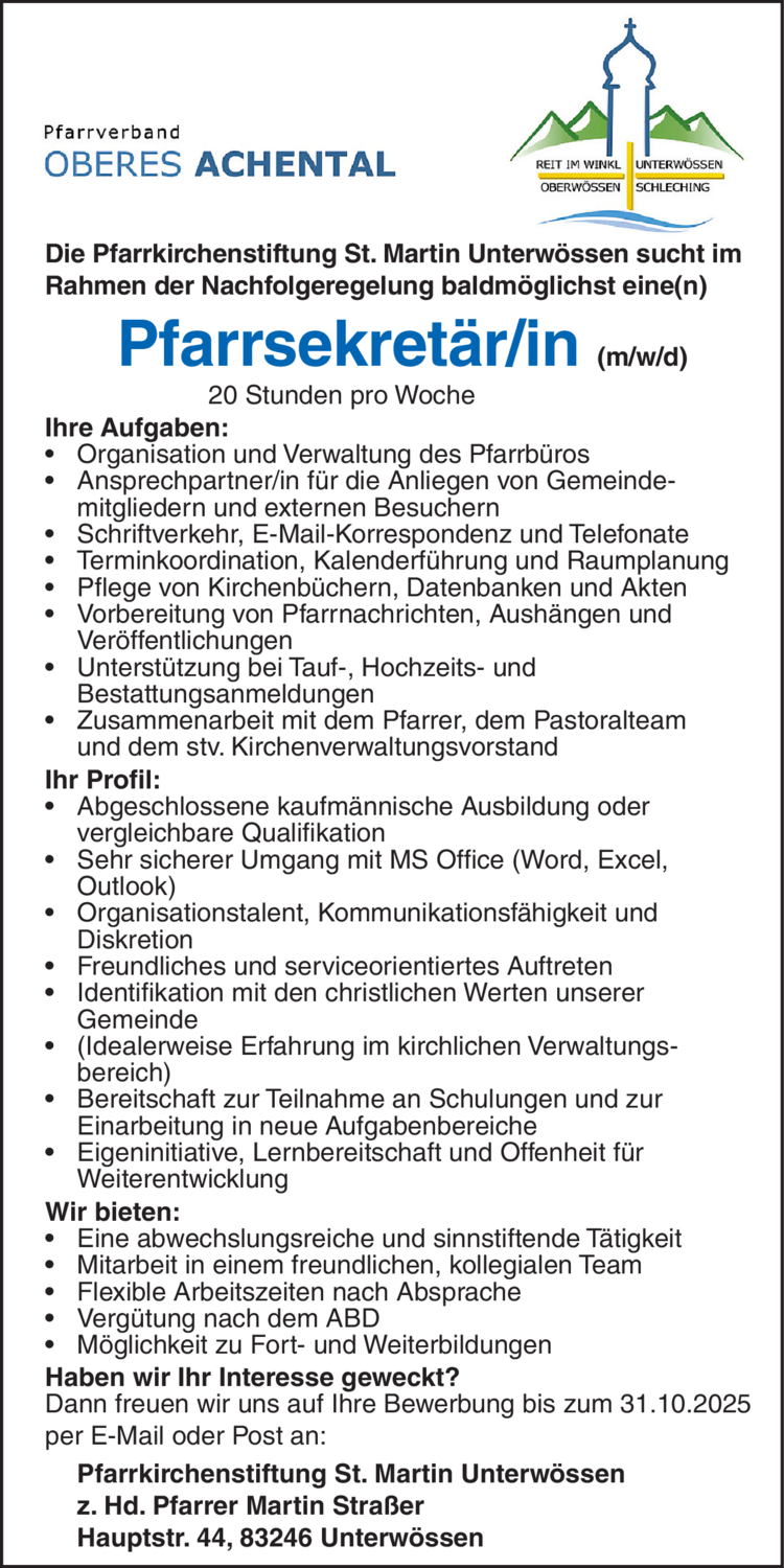 Pfarrsekretär/in (m/w/d)
