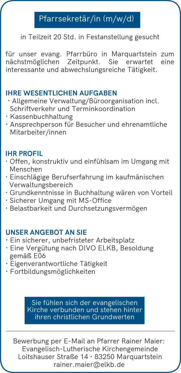 Pfarrsekretär/in (m/w/d)