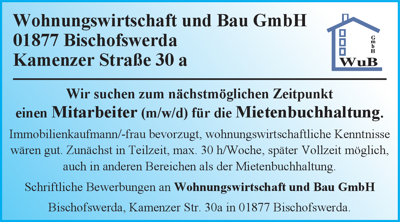 Mitarbeiter (m/w/d) für die Mietenbuchhaltung