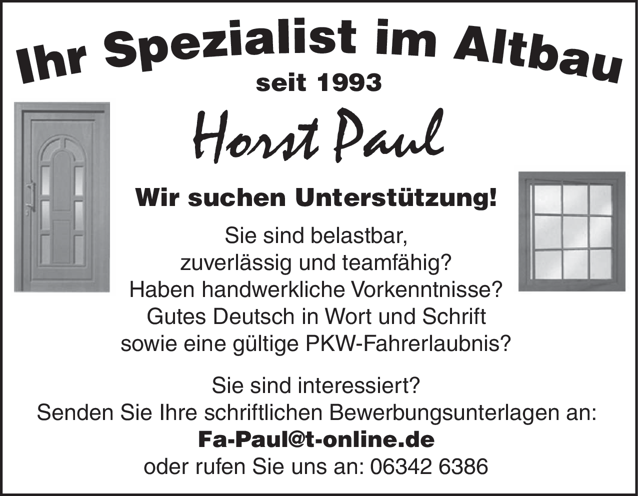 Unterstützung (m/w/d)