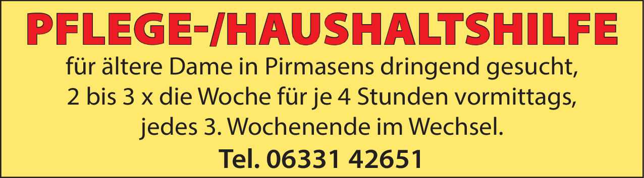 Pflege-/Haushaltshilfe (m/w/d)