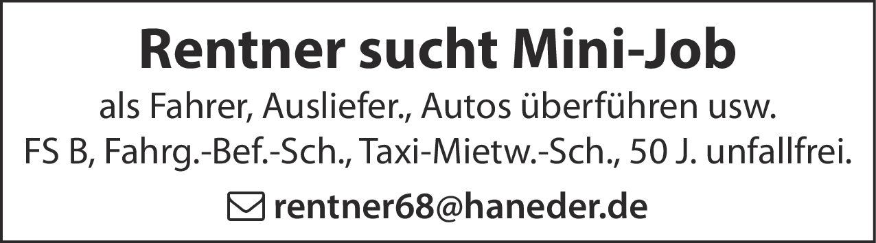 Mini-Job als Fahrer (m/w/d)