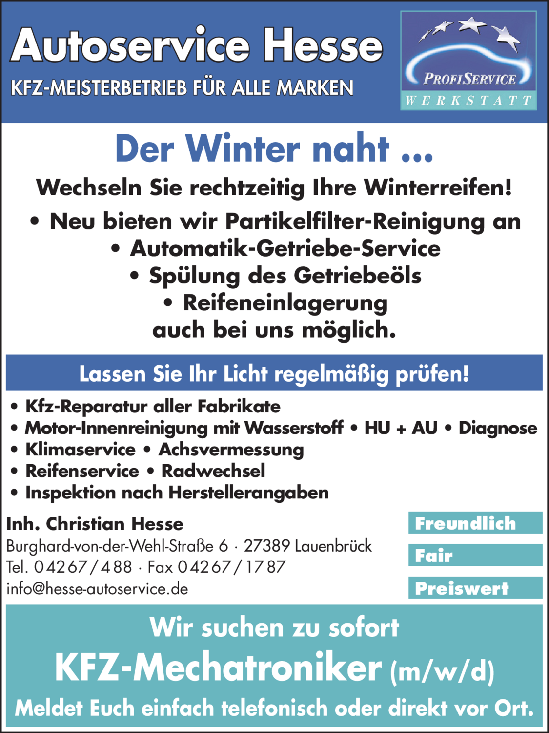 KFZ-Mechatroniker (m/w/d)