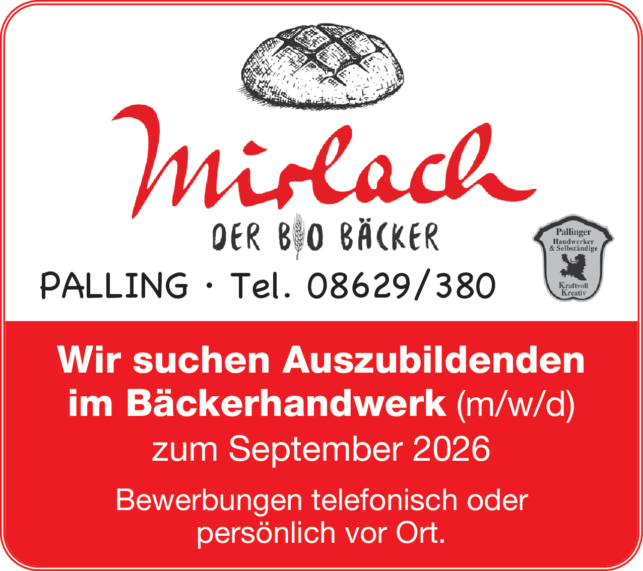 Auszubildender im Bäckerhandwerk (m/w/d)