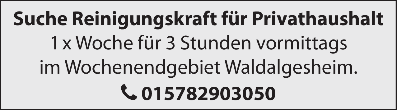 Reinigungskraft für Privathaushalt