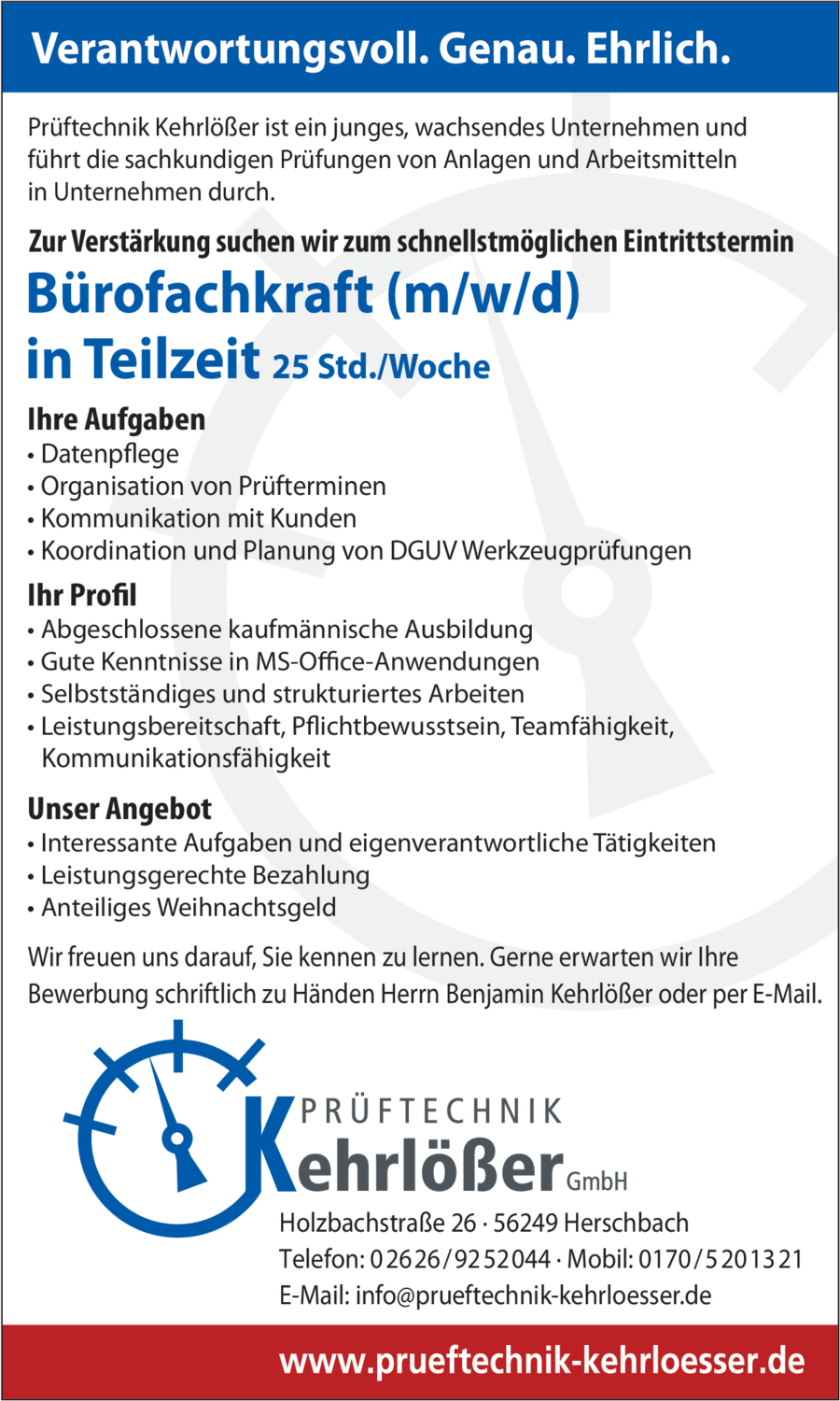 Bürofachkraft (m/w/d) in Teilzeit