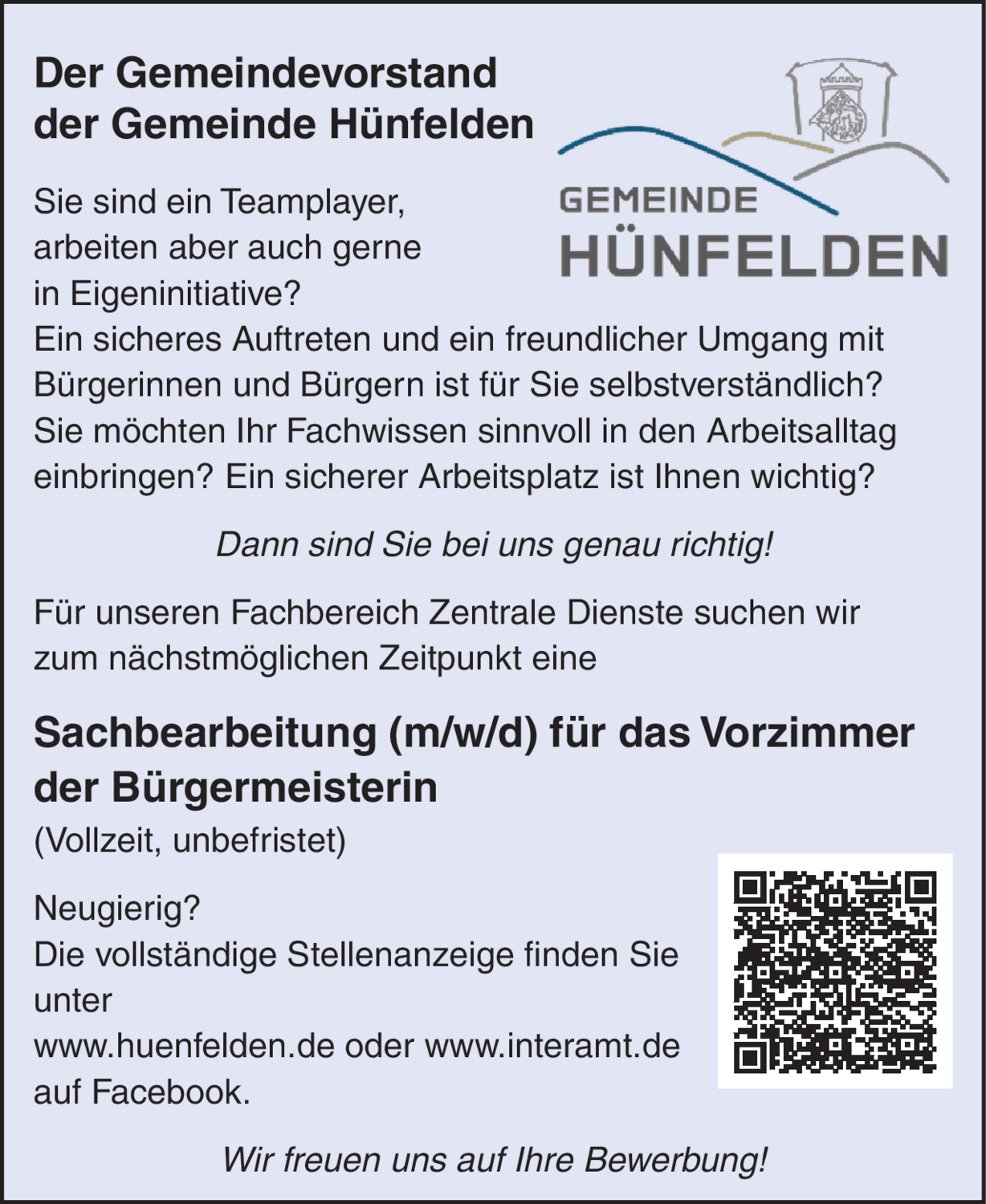 Sachbearbeitung (m/w/d) für das Vorzimmer der Bürgermeisterin