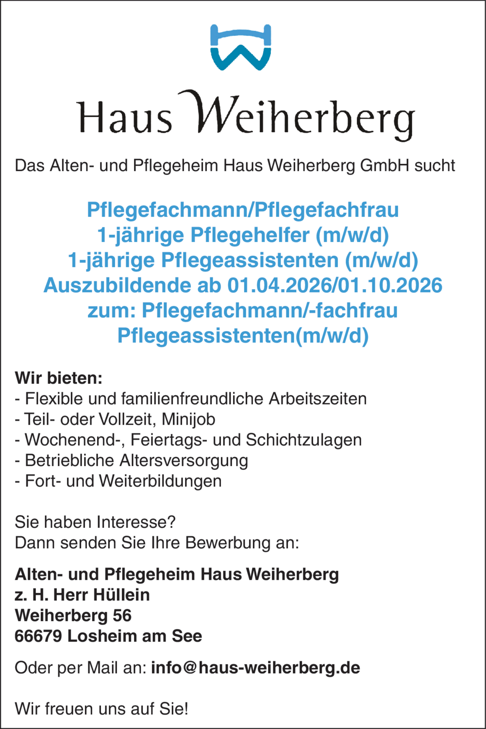 Pflegeassistenten (m/w/d)