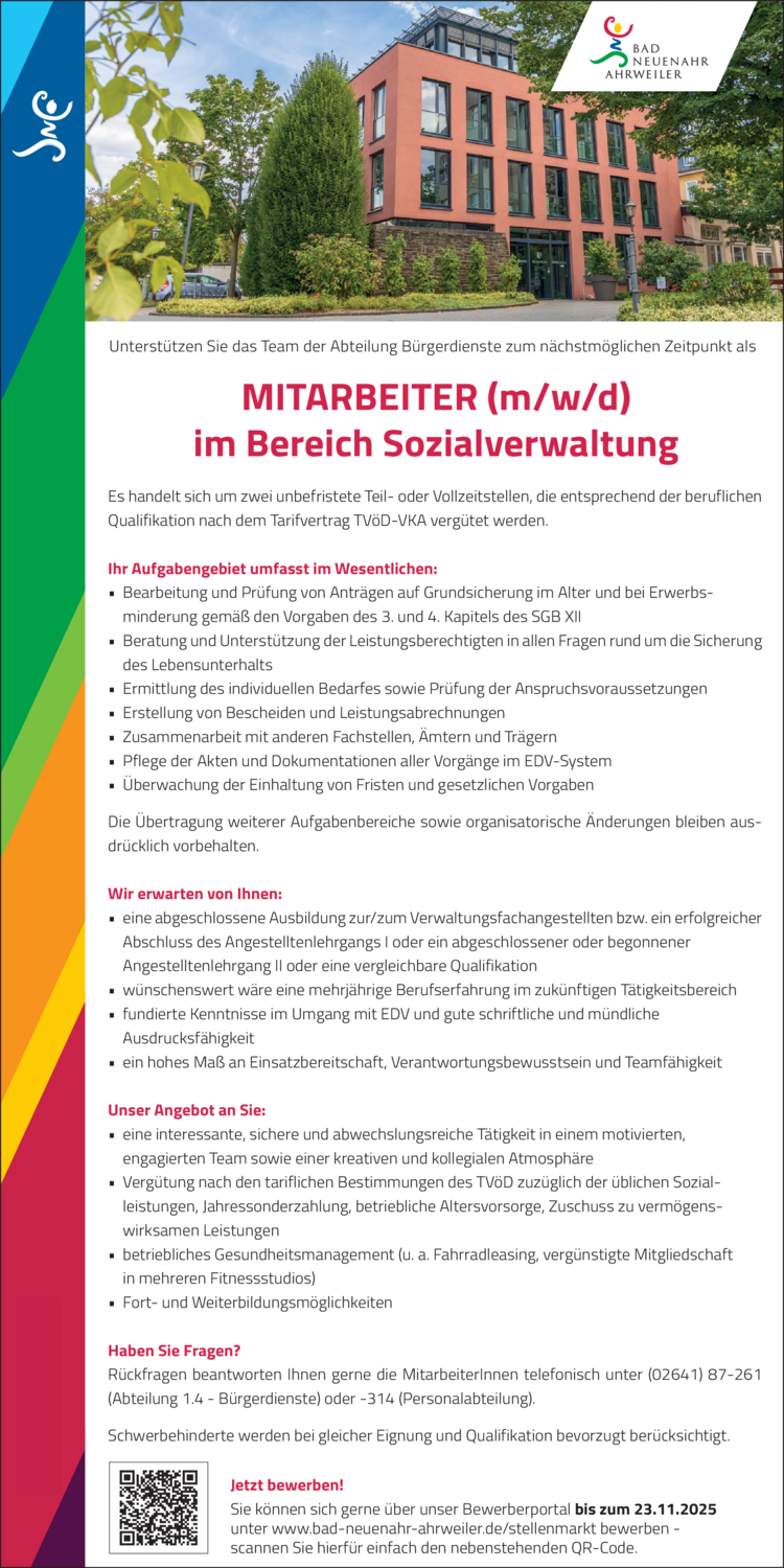 Mitarbeiter (m/w/d) im Bereich Sozialverwaltung