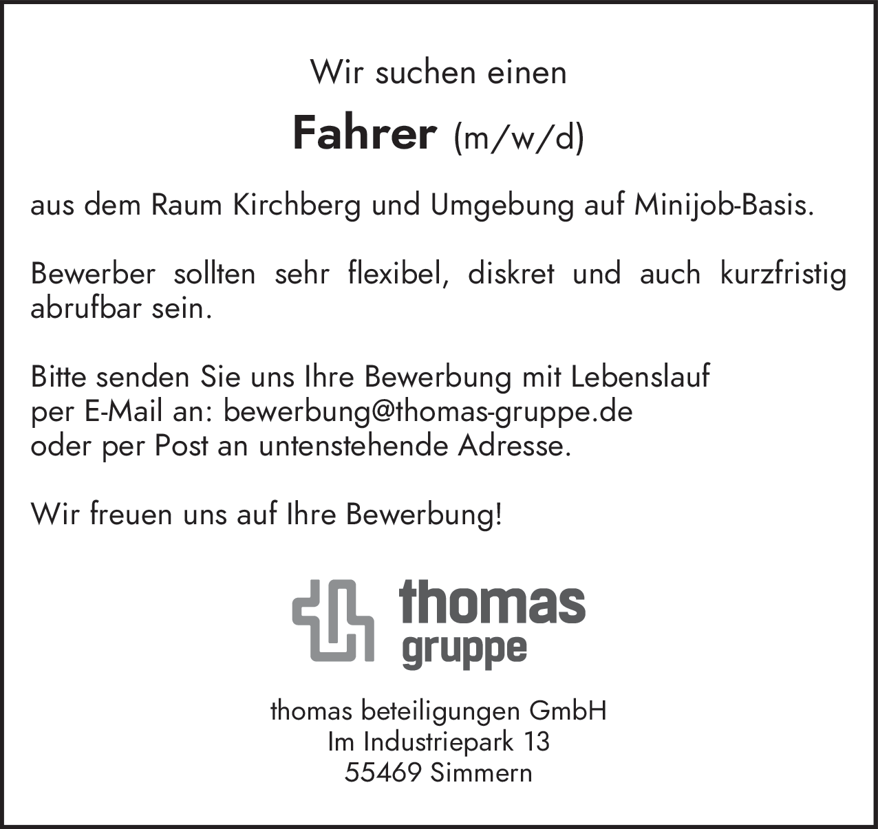 Fahrer (m/w/d)