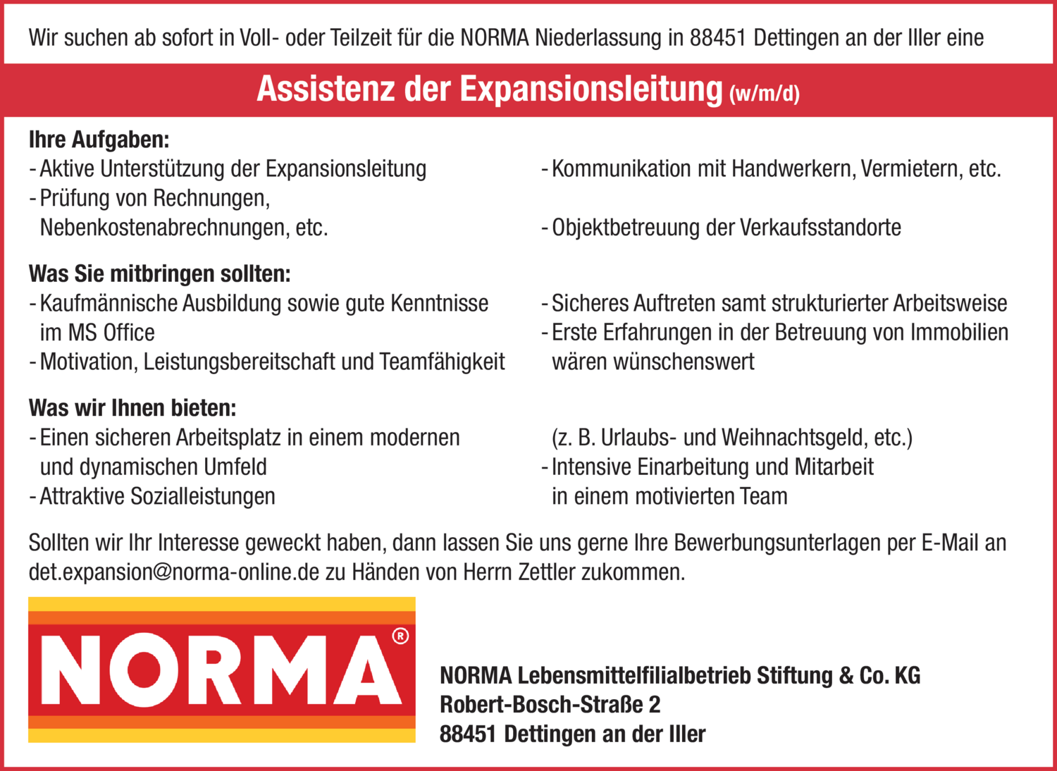 Assistenz der Expansionsleitung (w/m/d)