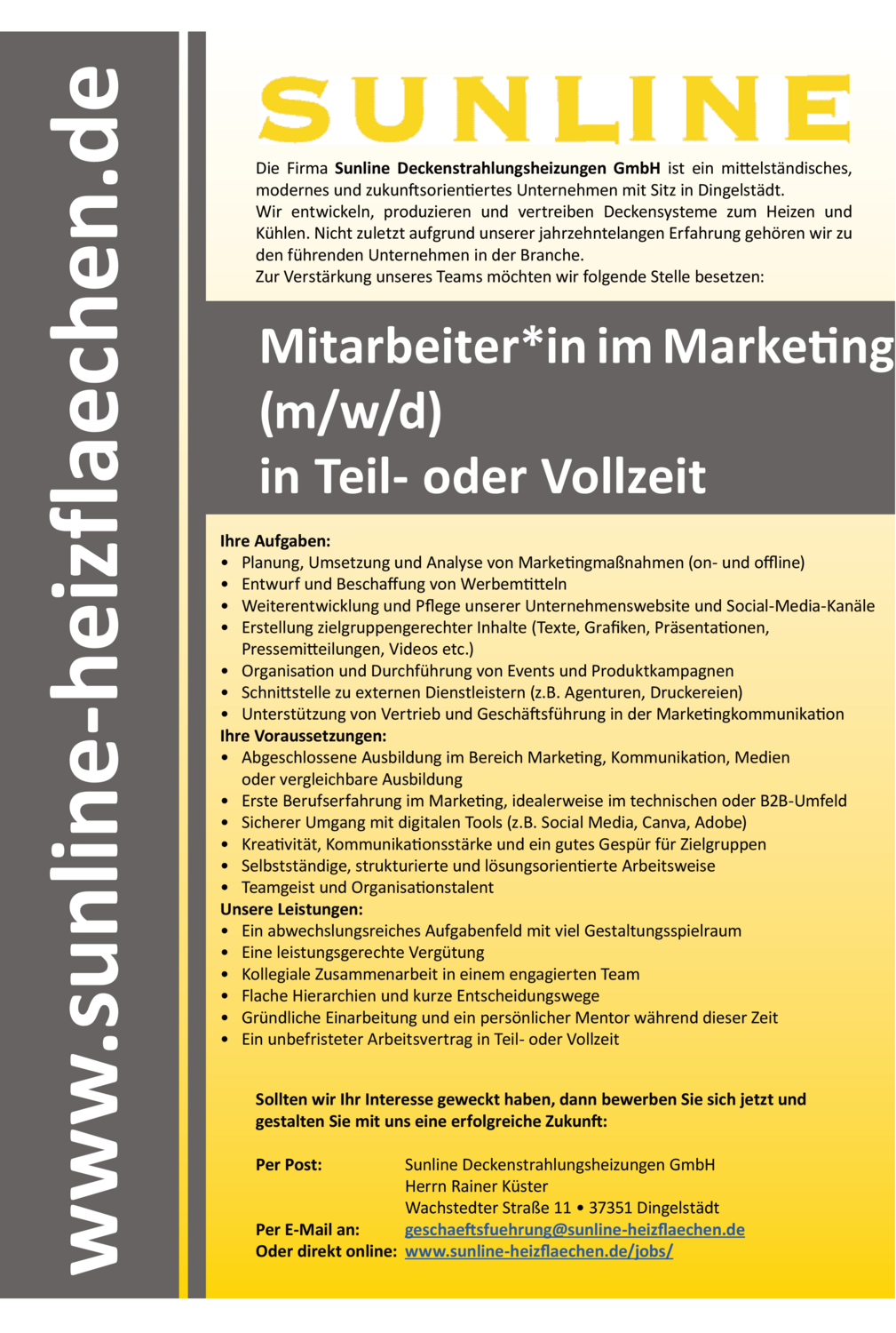 Mitarbeiter*in im Marketing (m/w/d)