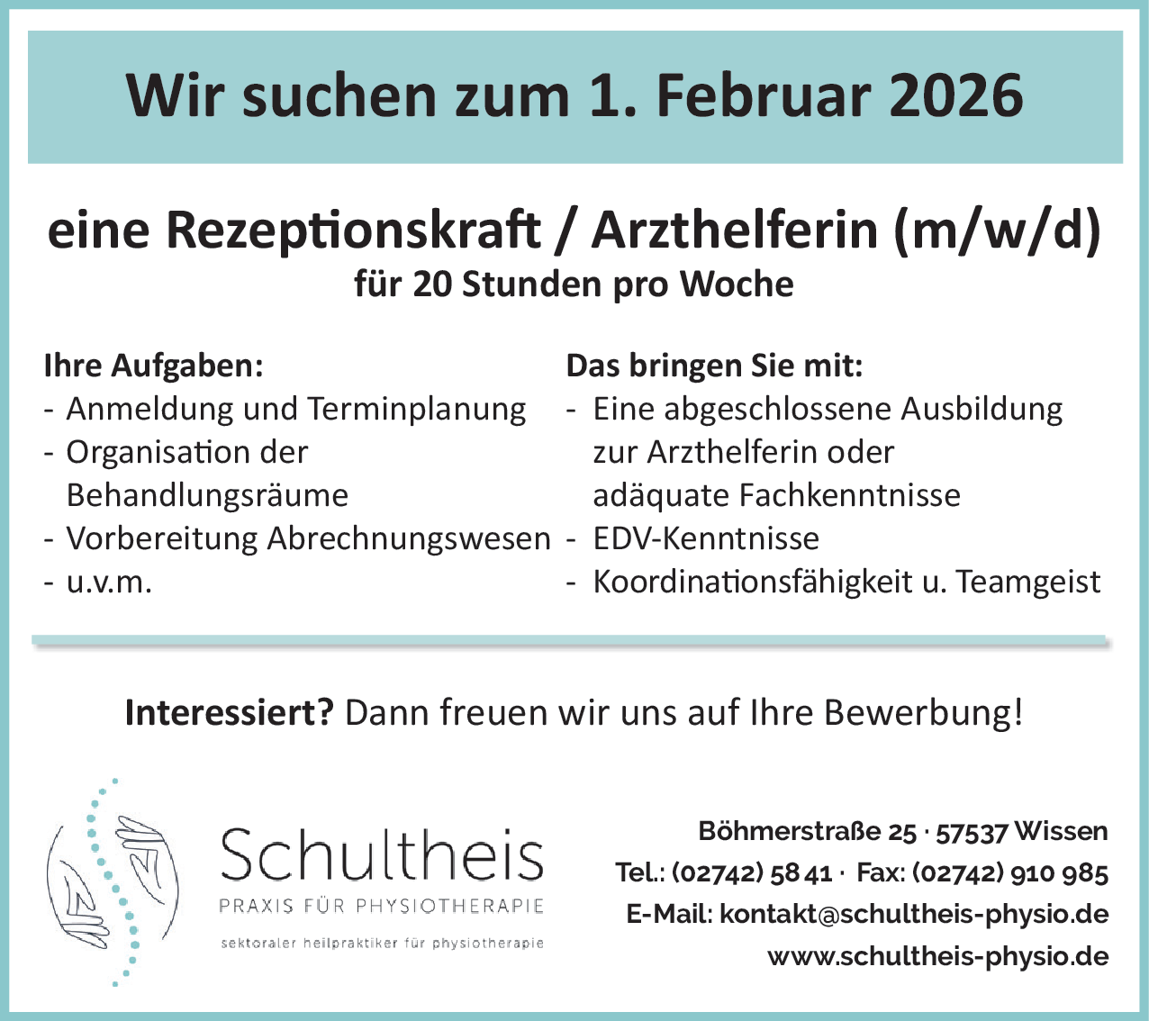 Rezeptionskraft / Arzthelferin (m/w/d)