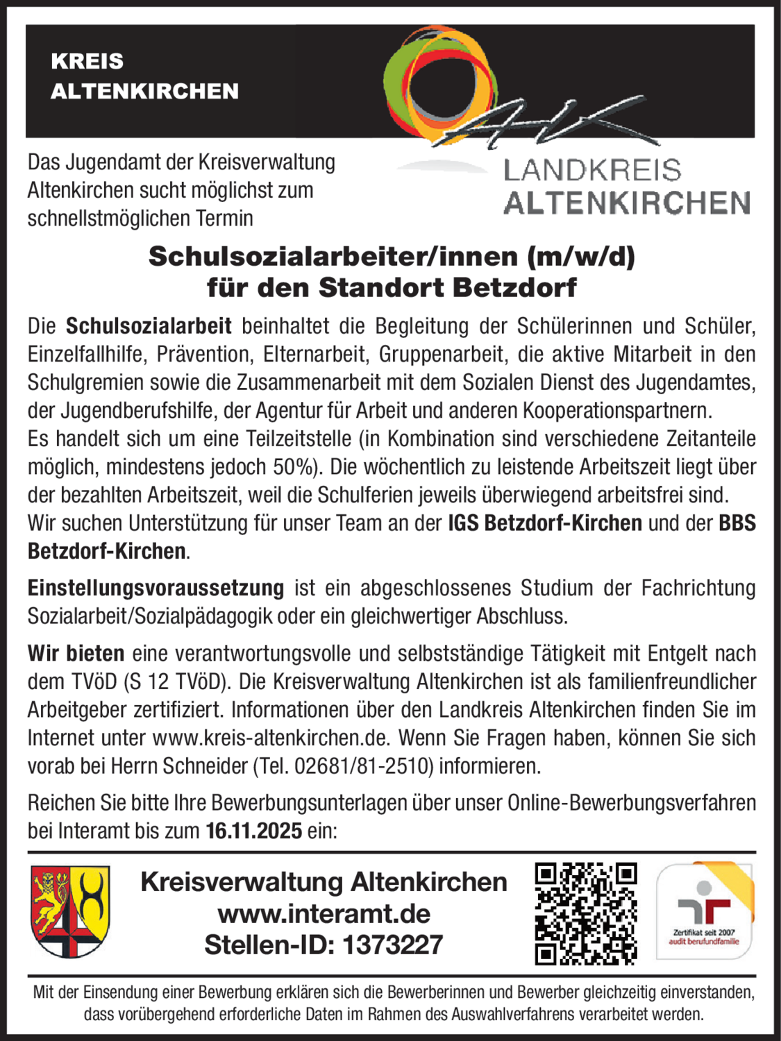 Schulsozialarbeiter/in (m/w/d)