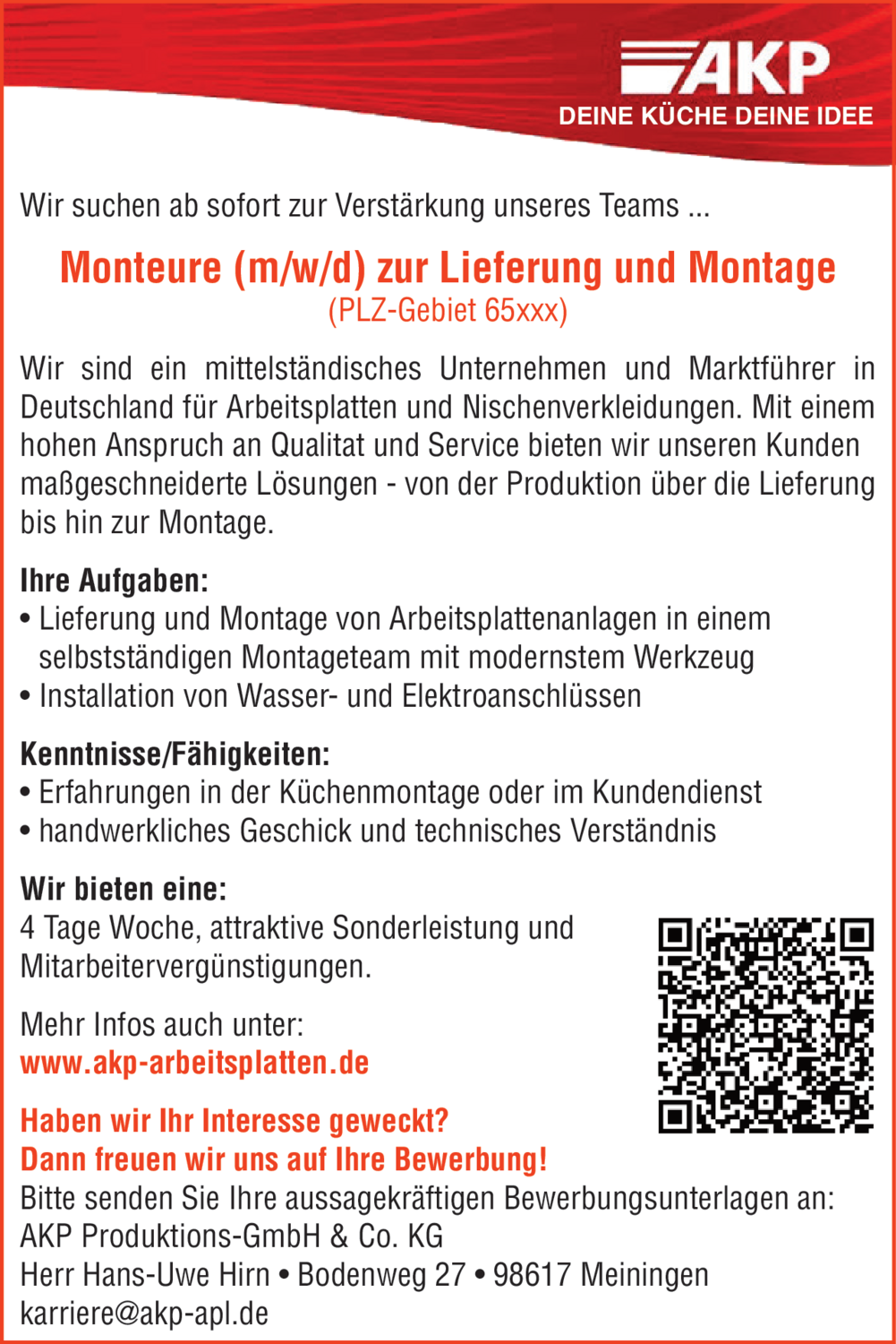 Monteur (m/w/d) zur Lieferung und Montage