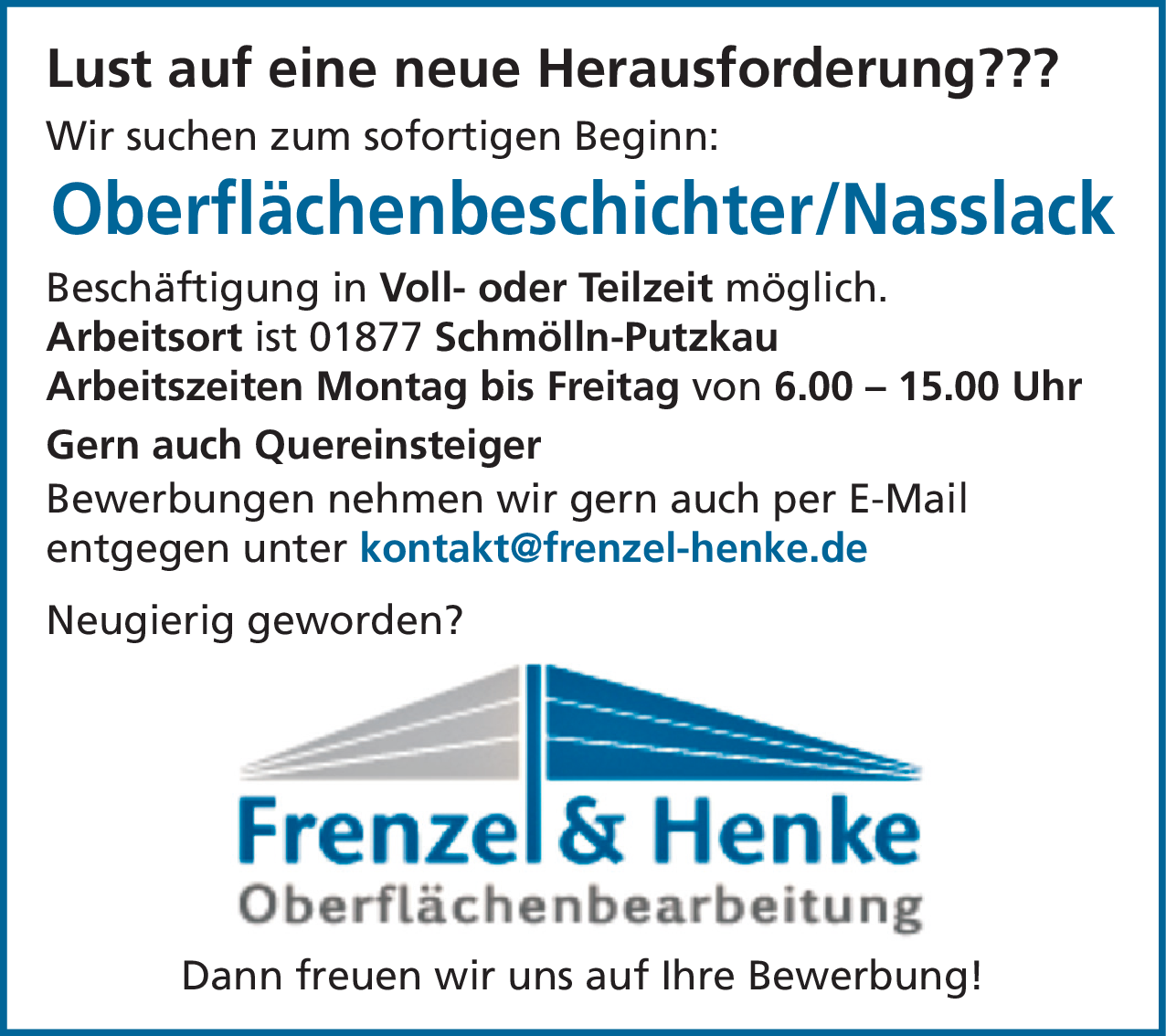 Oberflächenbeschichter/Nasslack (m/w/d)