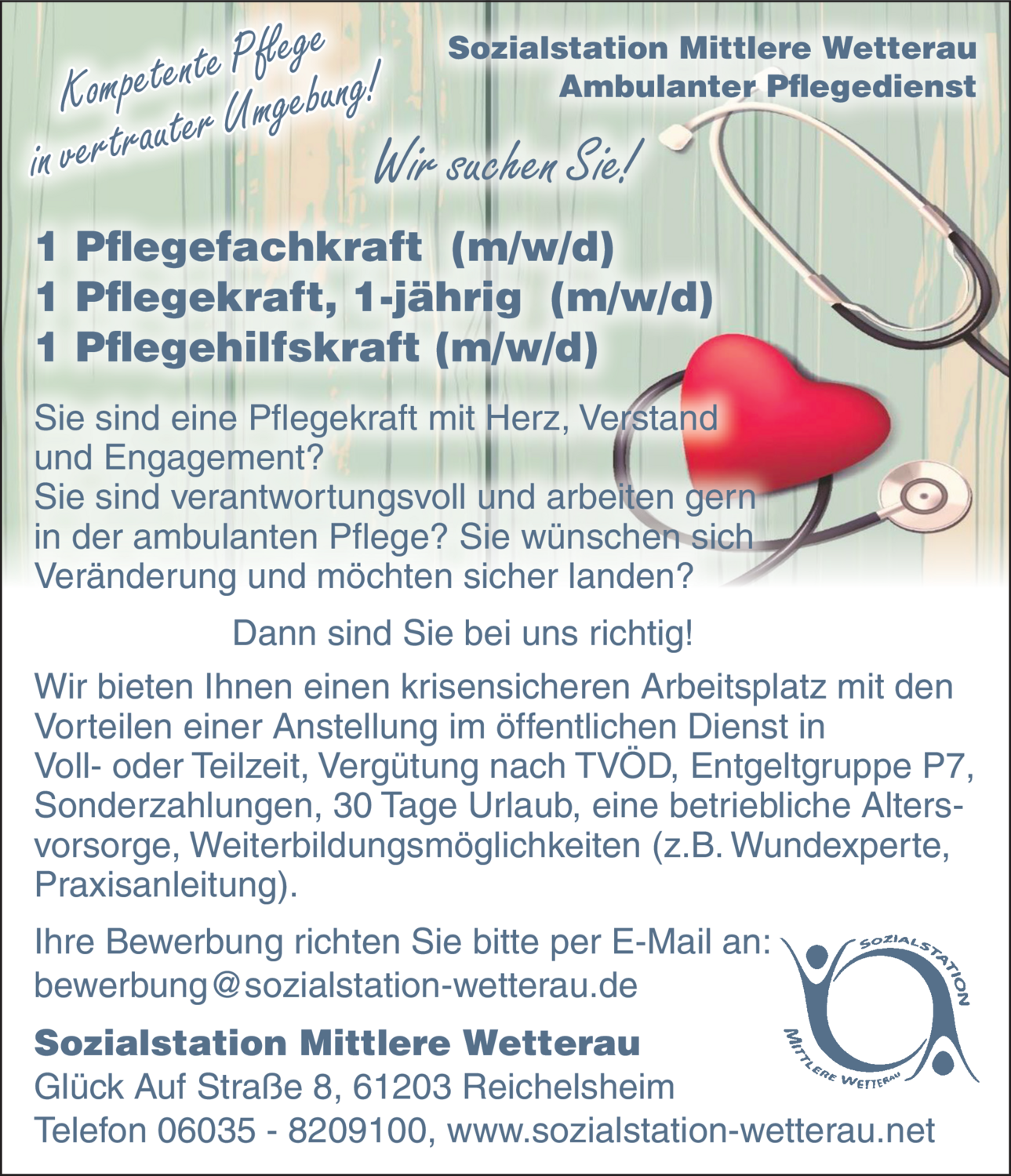 Pflegekraft, 1-jährig (m/w/d)