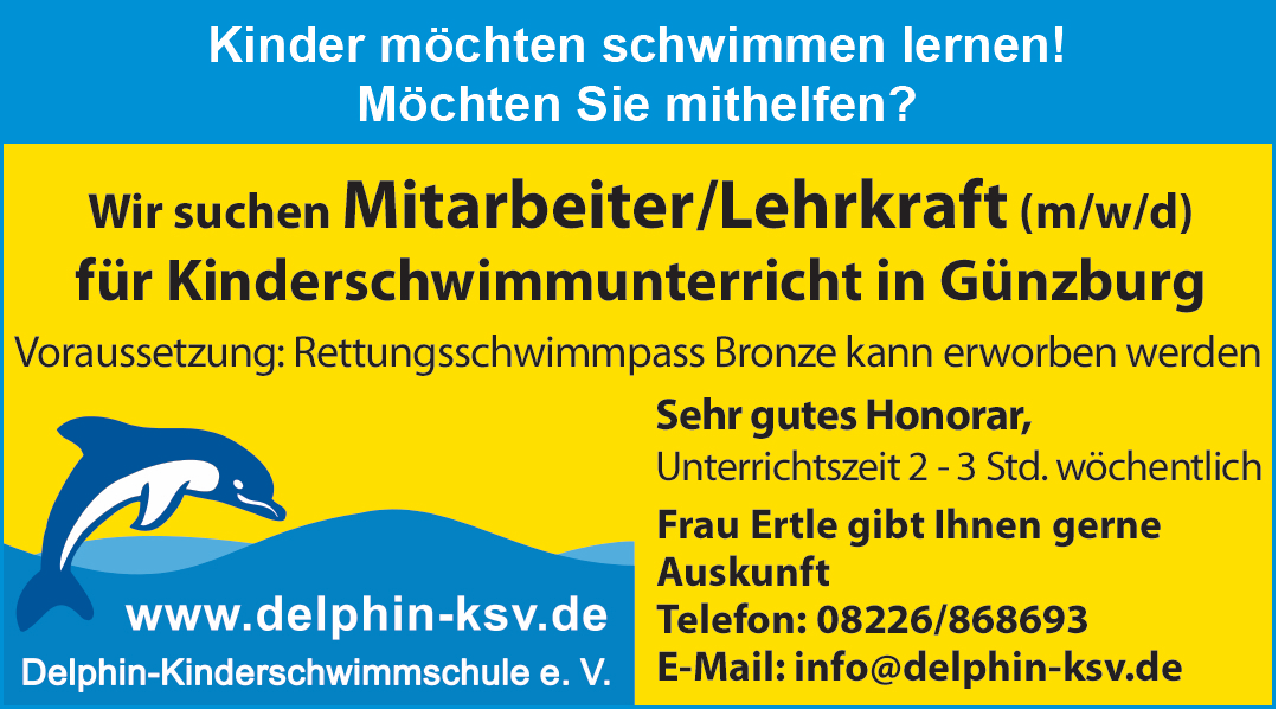 Mitarbeiter/Lehrkraft (m/w/d) für Kinderschwimmunterricht