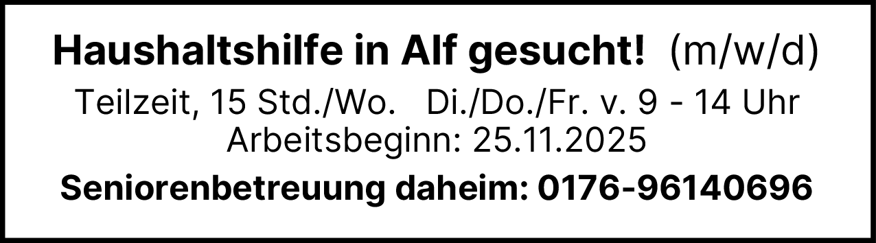 Haushaltshilfe in Alf (m/w/d)