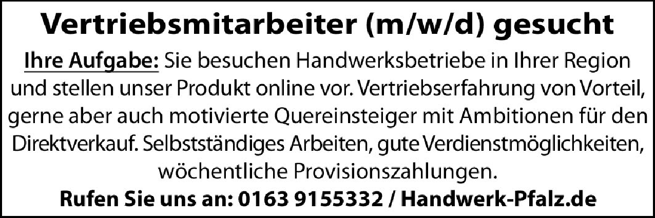 Vertriebsmitarbeiter (m/w/d)