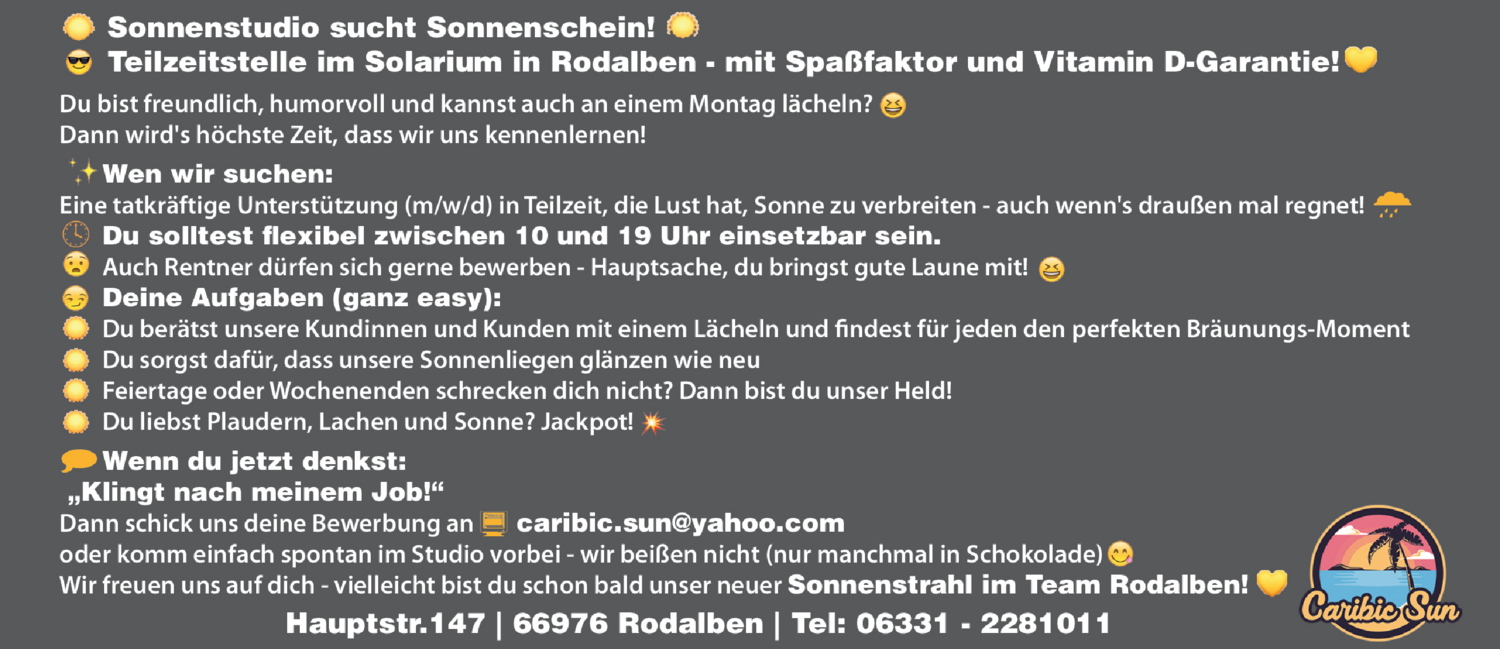 Teilzeitstelle im Solarium (m/w/d)