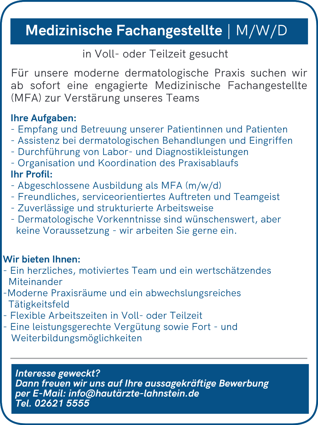 Medizinische Fachangestellte (m/w/d)