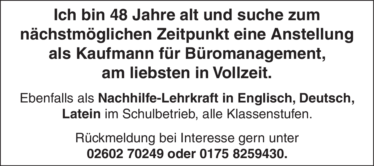 Nachhilfe-Lehrkraft in Englisch, Deutsch, Latein