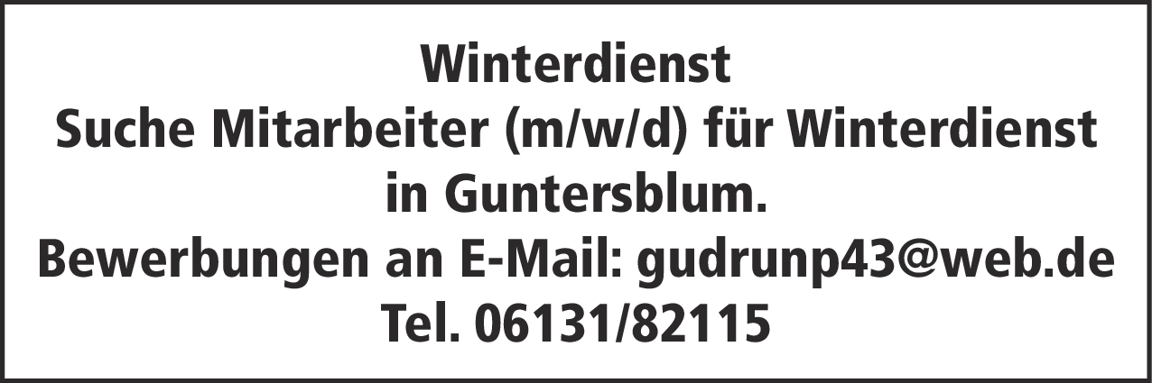 Mitarbeiter (m/w/d) für Winterdienst