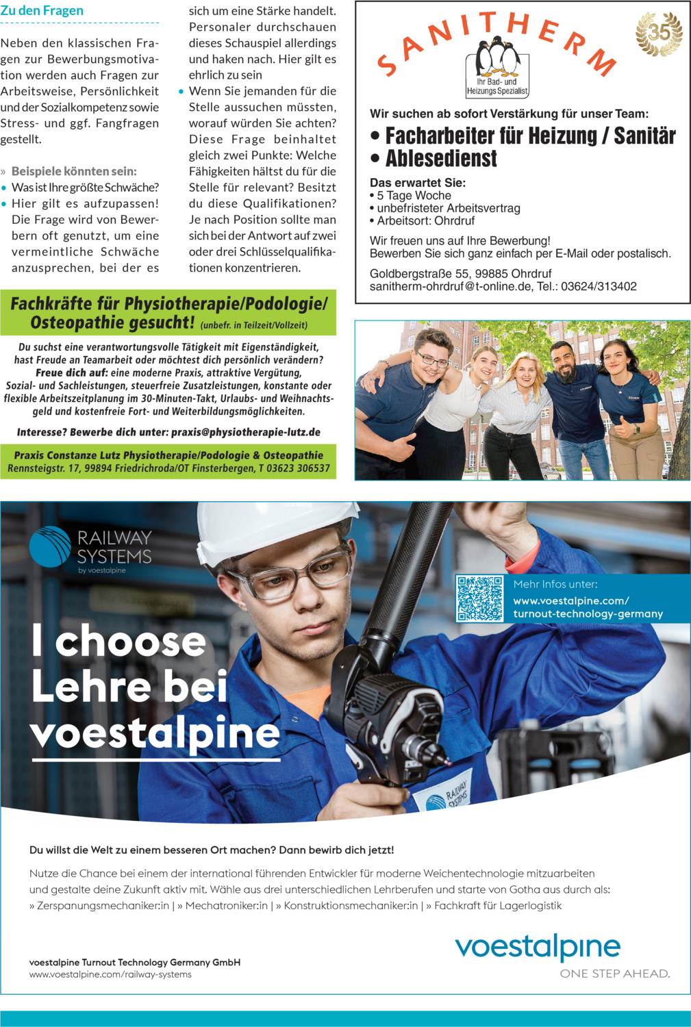 Fachkraft für Physiotherapie/Podologie/Osteopathie (m/w/d)