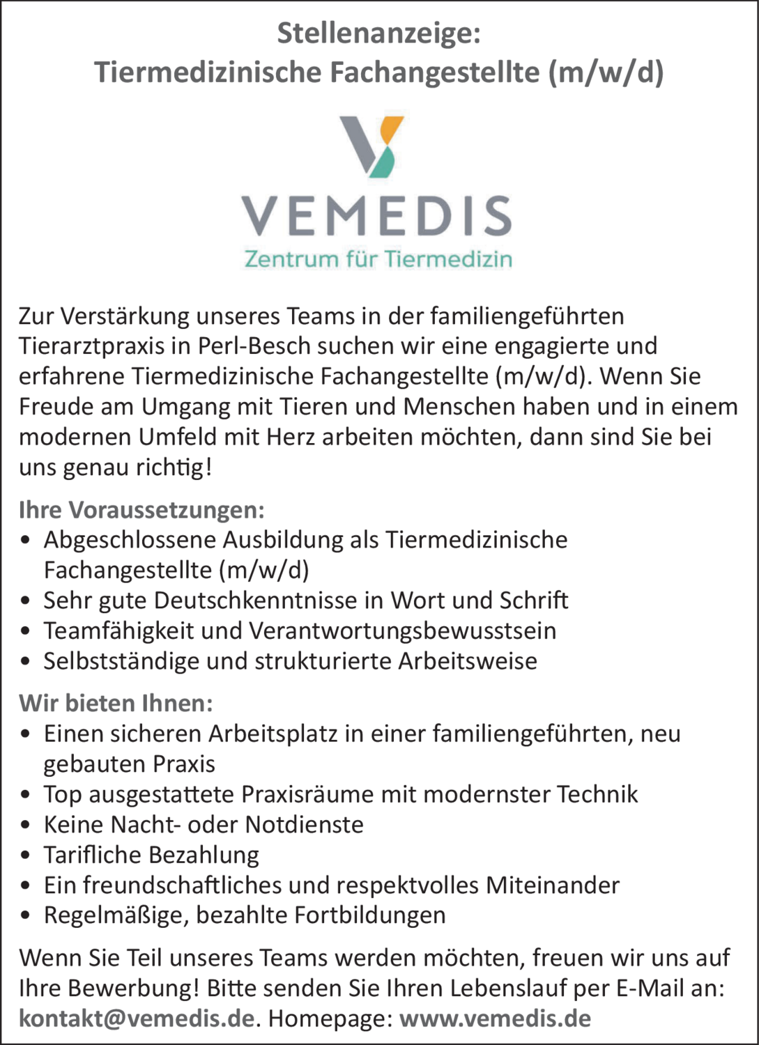 Tiermedizinische Fachangestellte (m/w/d)