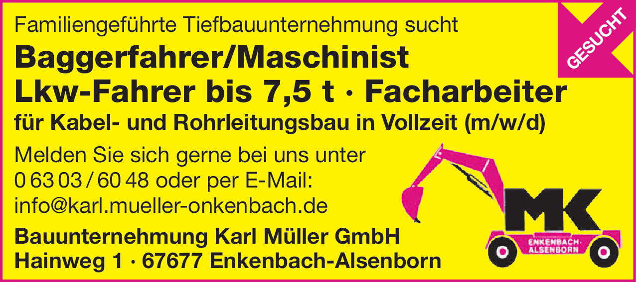 Baggerfahrer/Maschinist (m/w/d)