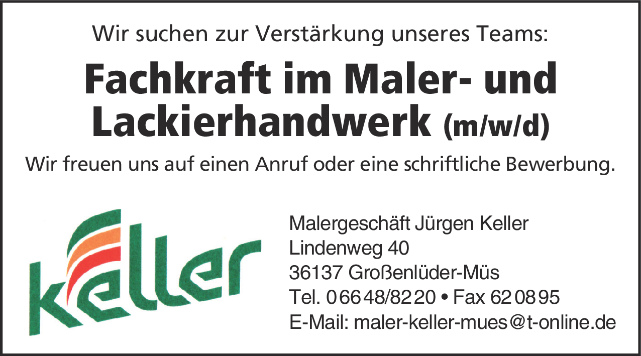 Fachkraft im Maler- und Lackierhandwerk (m/w/d)