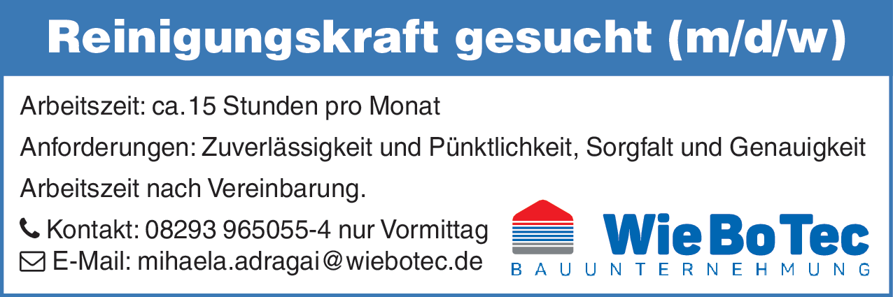 Reinigungskraft (m/w/d)