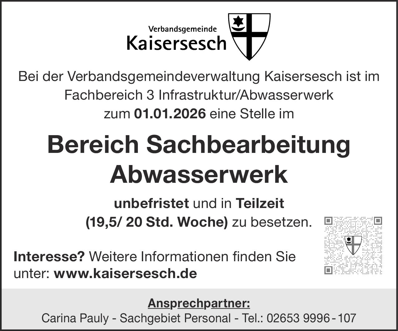 Sachbearbeiter im Abwasserwerk (m/w/d)