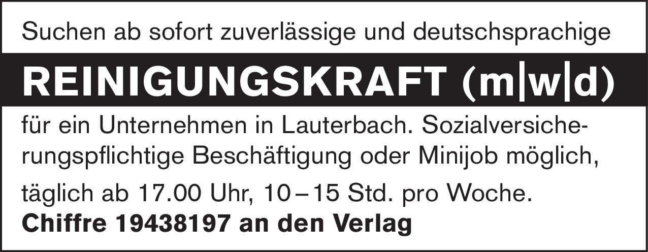 Reinigungskraft (m/w/d)