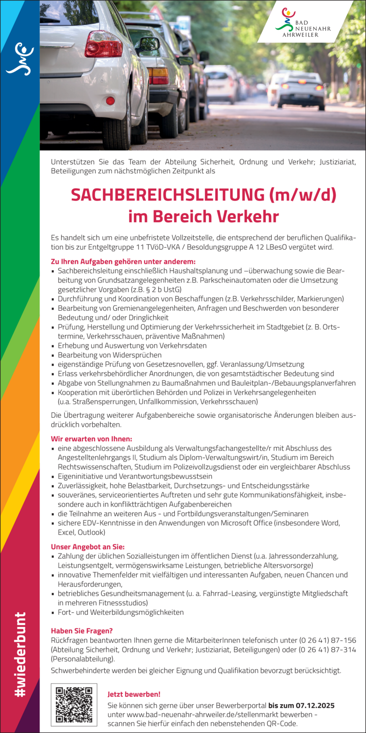 Sachbereichsleitung (m/w/d) im Bereich Verkehr
