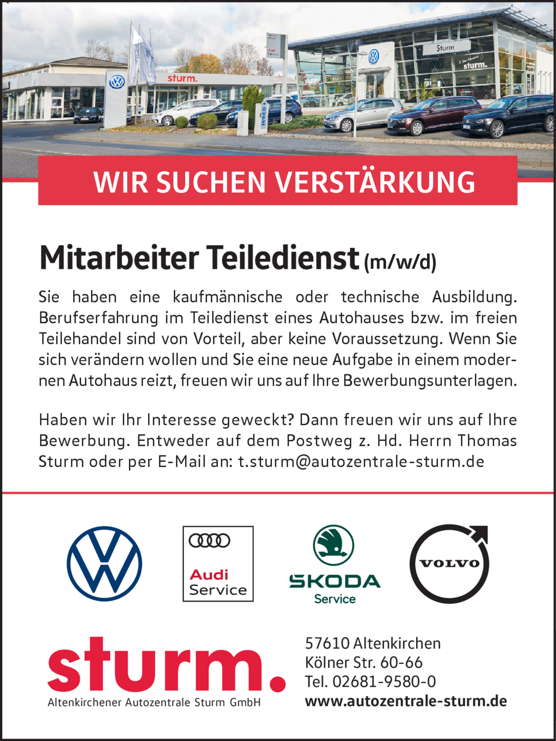 Mitarbeiter Teiledienst (m/w/d)