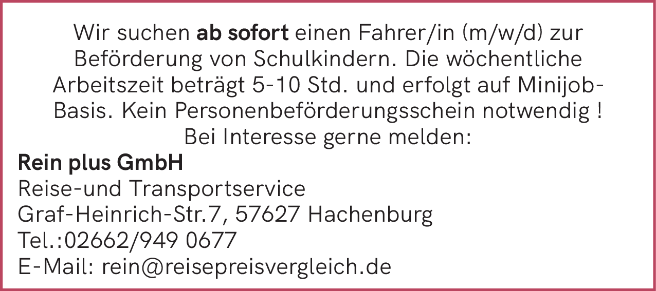 Fahrer/in (m/w/d)