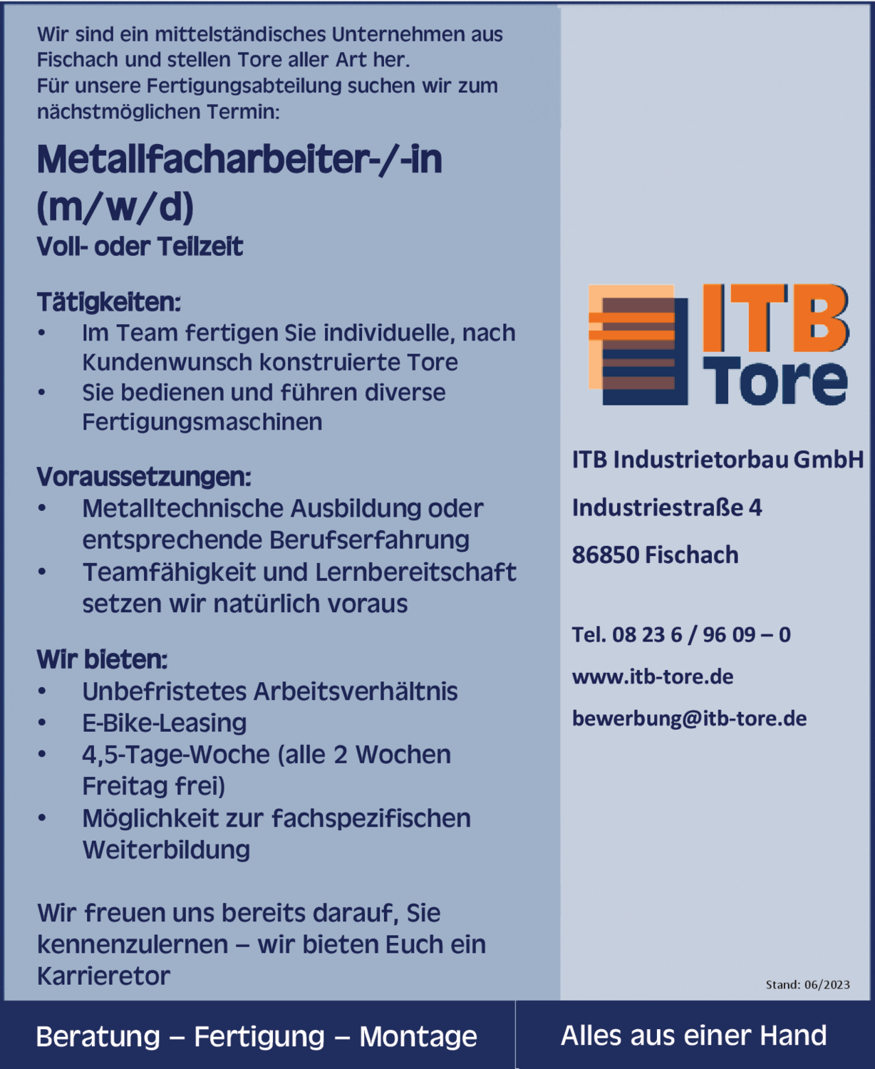 Metallfacharbeiter/-in (m/w/d)