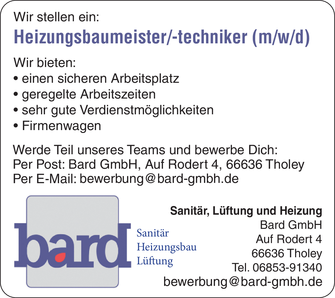Heizungsbaumeister/-techniker (m/w/d)