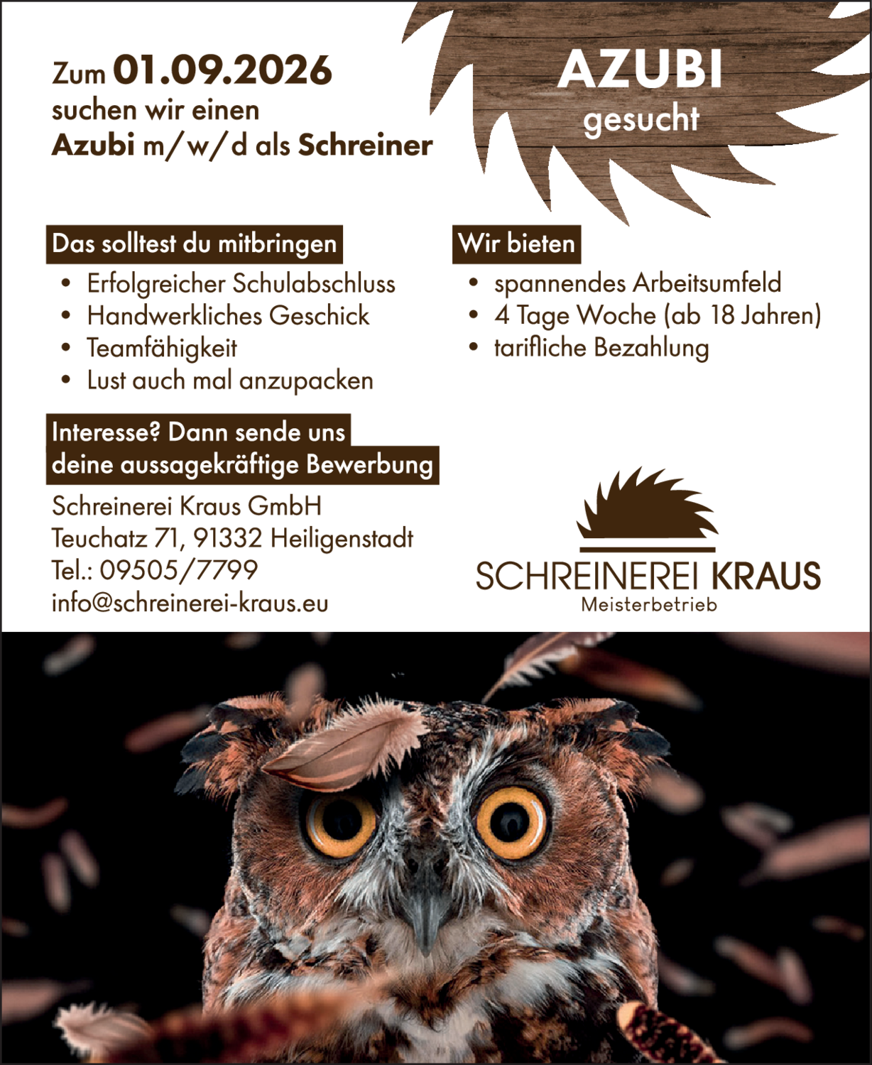 Azubi (m/w/d) als Schreiner