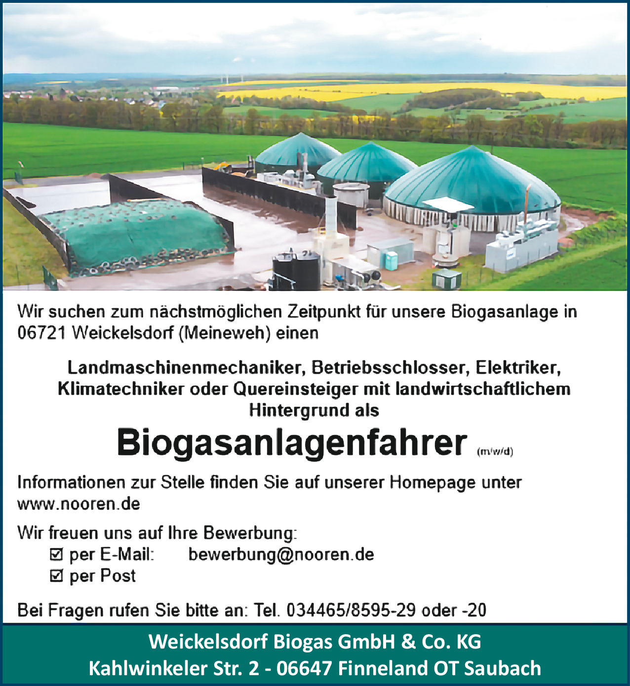 Biogasanlagenfahrer (m/w/d)