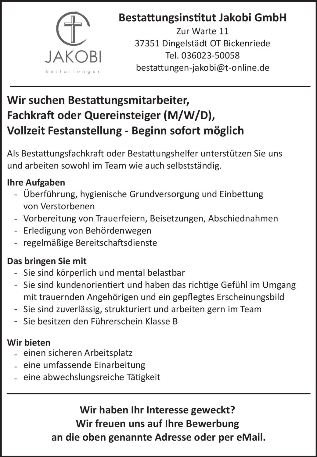 Fachkraft (m/w/d)
