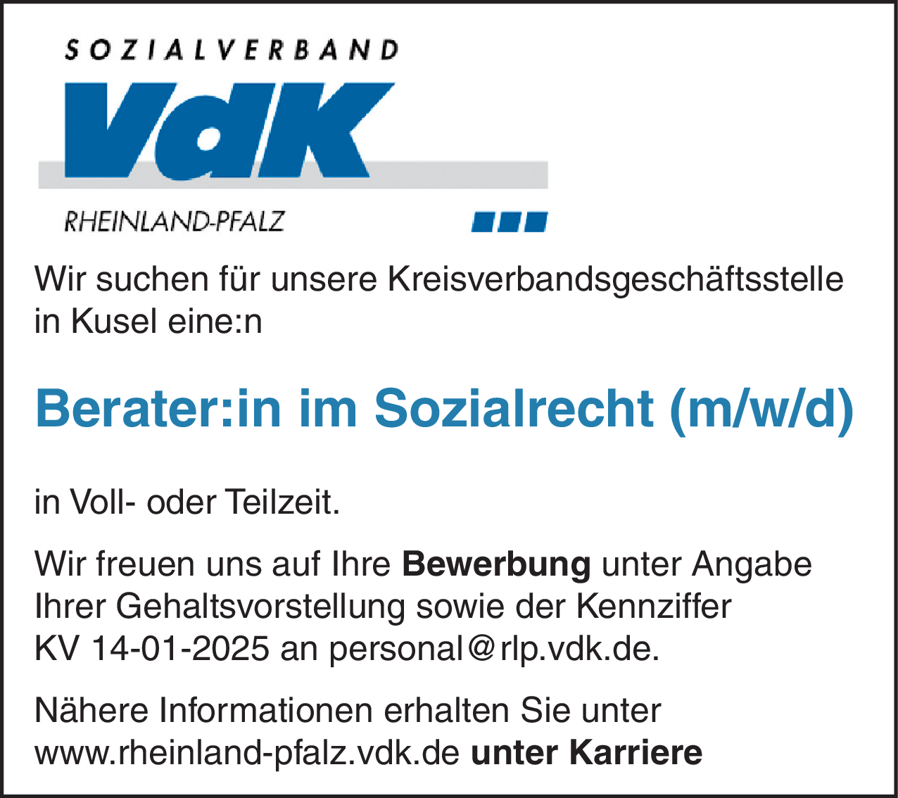 Berater:in im Sozialrecht (m/w/d)
