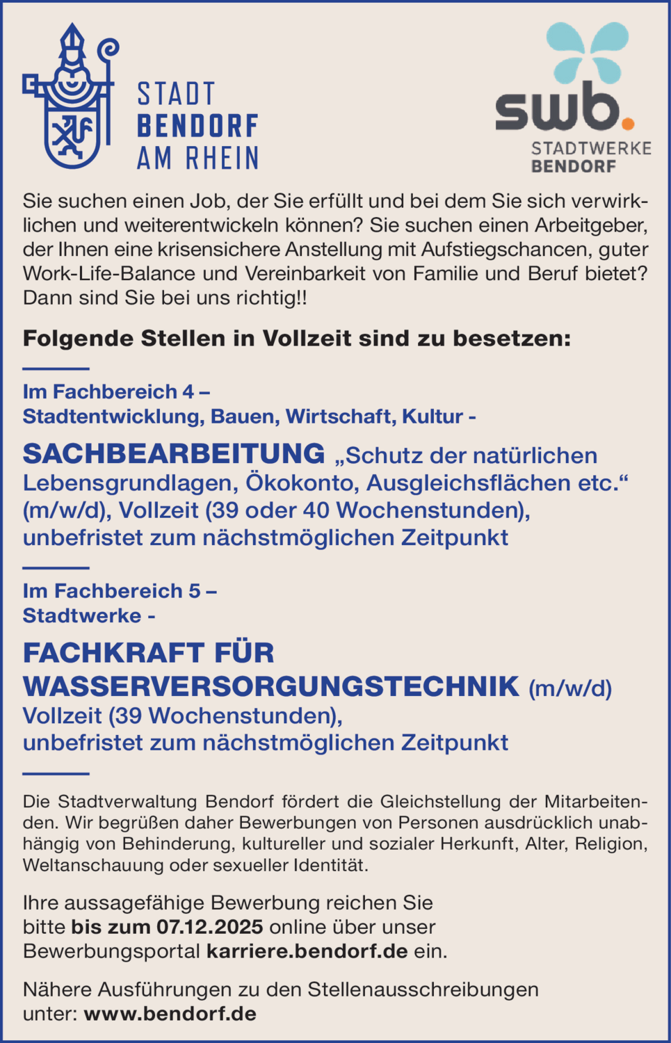 Fachkraft für Wasserversorgungstechnik (m/w/d)