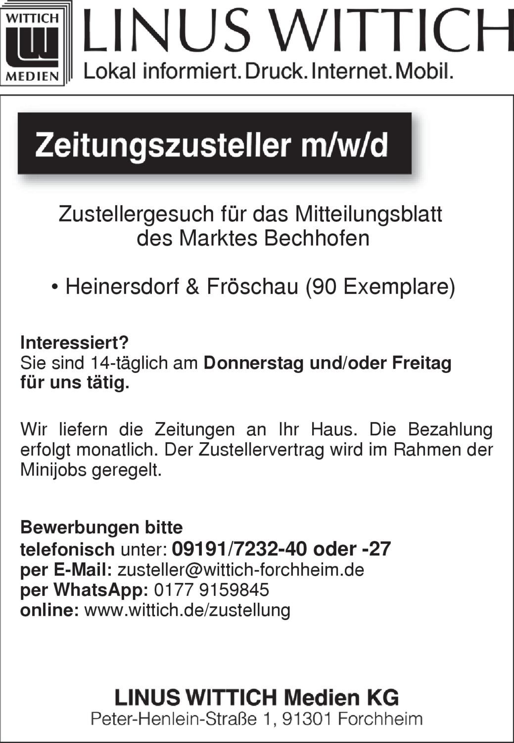 Zeitungszusteller (m/w/d)