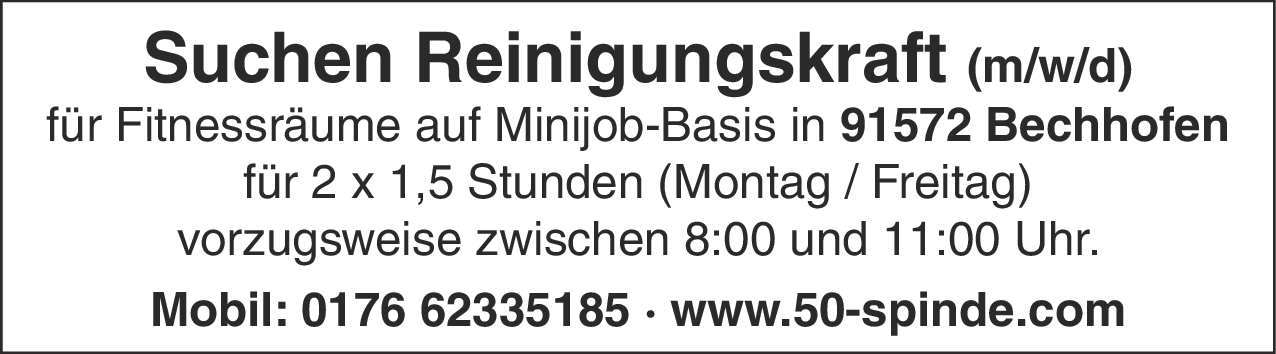 Reinigungskraft (m/w/d)