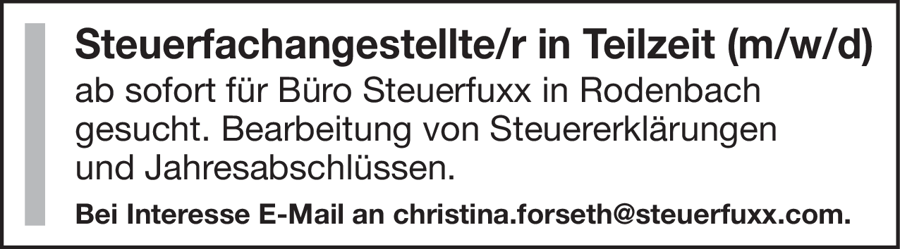 Steuerfachangestellte/r in Teilzeit (m/w/d)