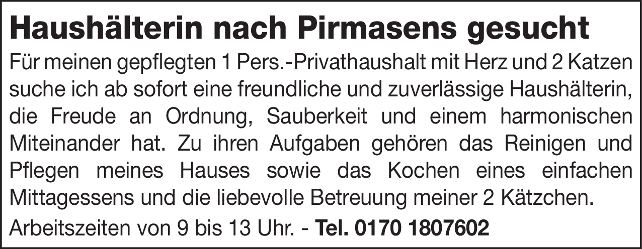 Haushälterin (m/w/d)